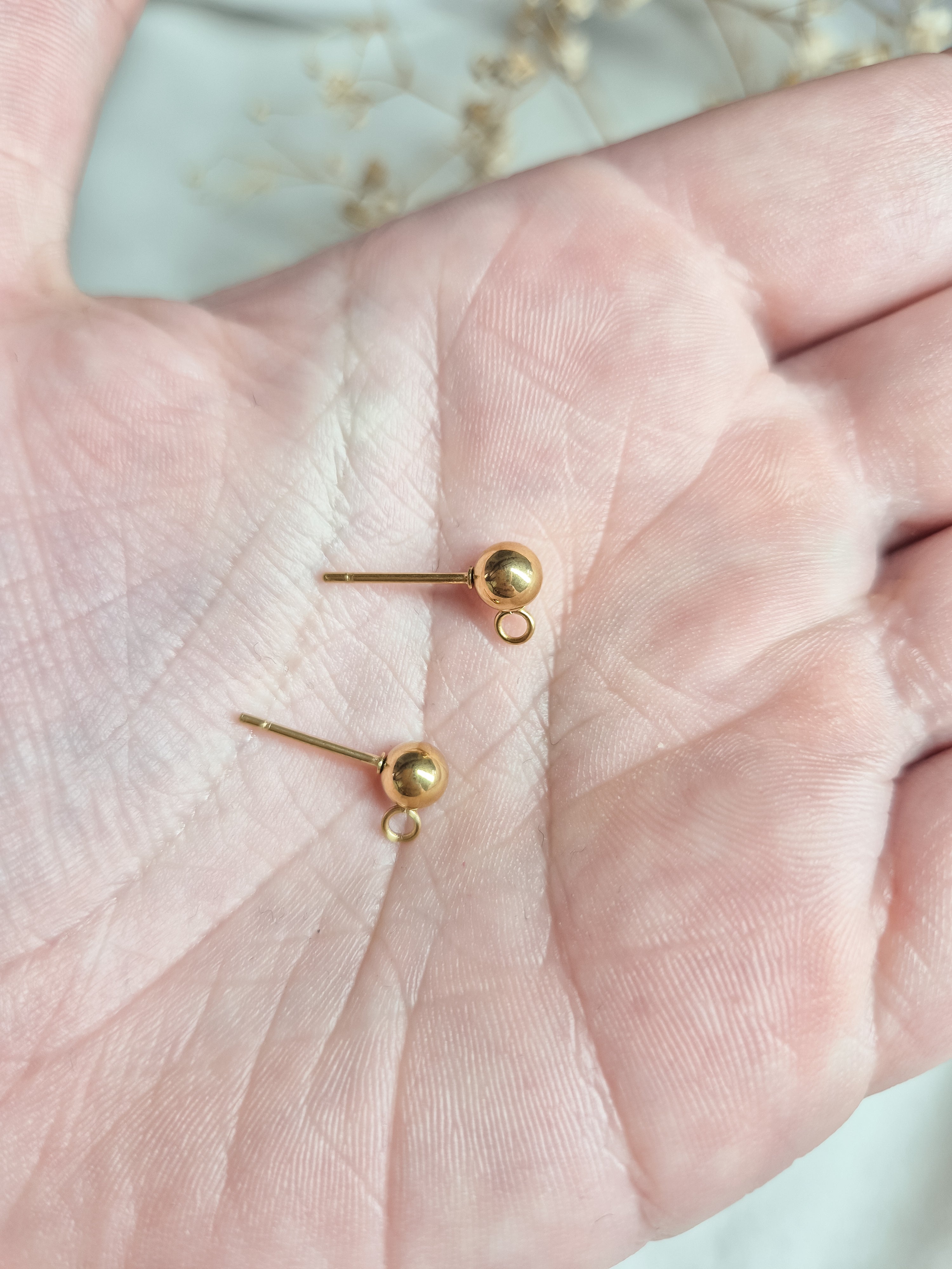 Oorbelstekers bol 5mm Stainless Steel 18K Gold Plated